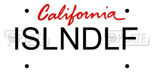 ISLNDLF California License Plate