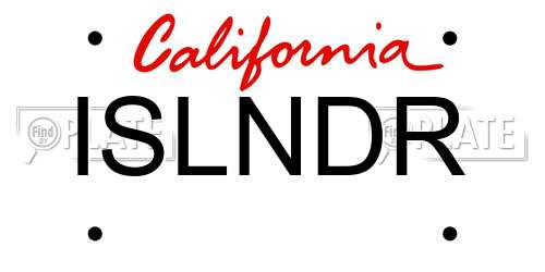 ISLNDR California License Plate
