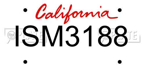 ISM3188 California License Plate