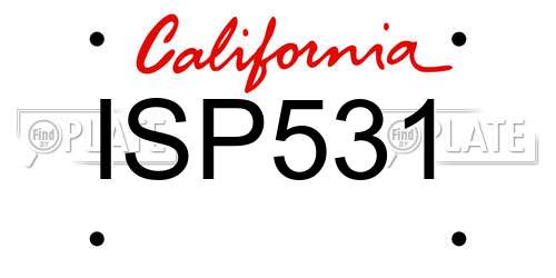 ISP531 California License Plate