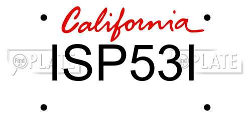 ISP53I California License Plate