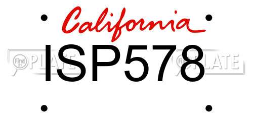 ISP578 California License Plate