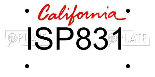 ISP831 California License Plate