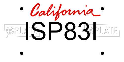 ISP83I California License Plate