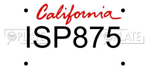 ISP875 California License Plate