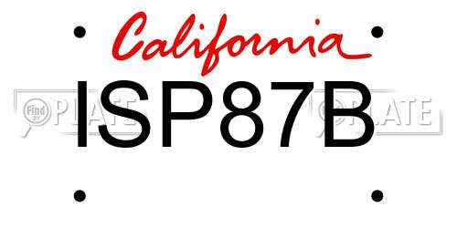 ISP87B California License Plate