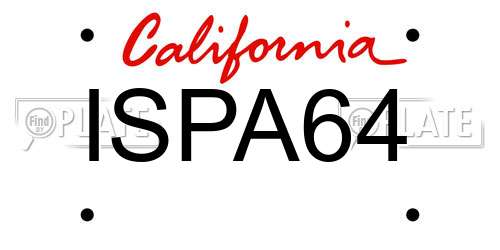 ISPA64 California License Plate