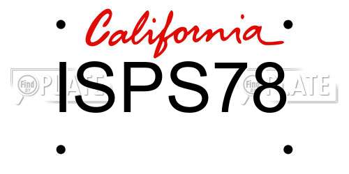 ISPS78 California License Plate