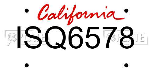 ISQ6578 California License Plate
