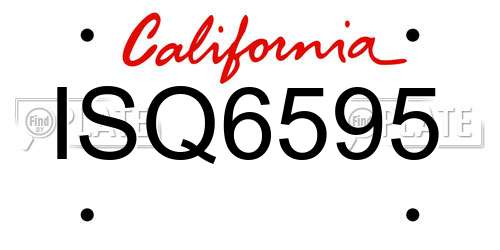ISQ6595 California License Plate