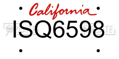 ISQ6598 California License Plate