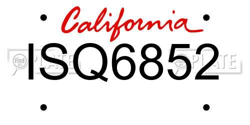 ISQ6852 California License Plate
