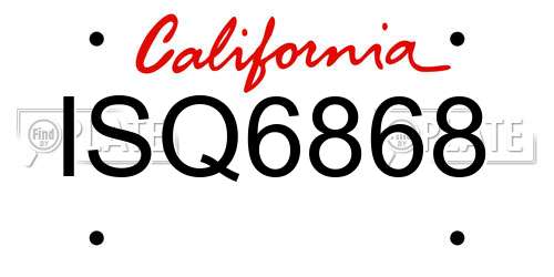 ISQ6868 California License Plate