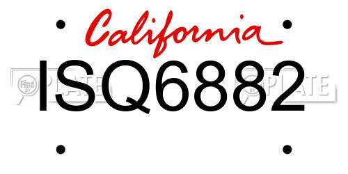 ISQ6882 California License Plate