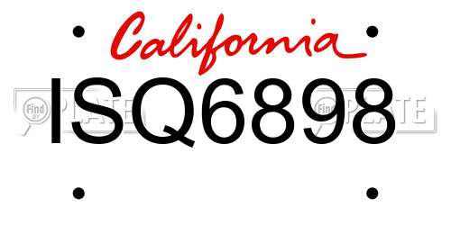 ISQ6898 California License Plate