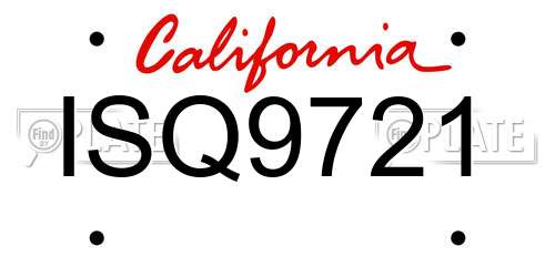 ISQ9721 California License Plate
