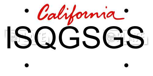 ISQGSGS California License Plate