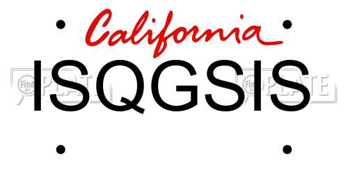 ISQGSIS California License Plate