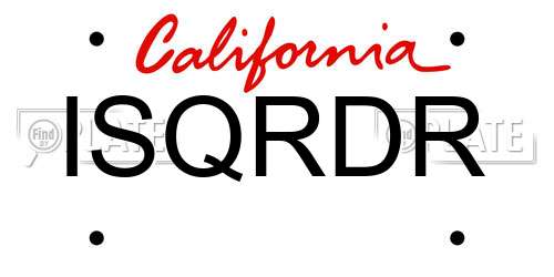 ISQRDR California License Plate