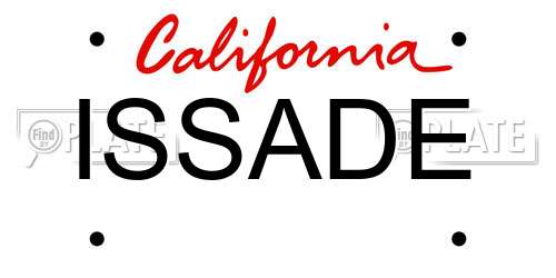 ISSADE California License Plate
