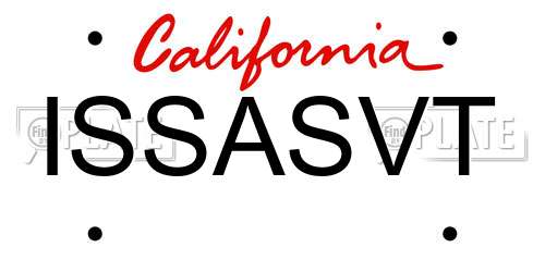 ISSASVT California License Plate