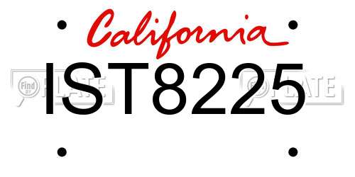 IST8225 California License Plate