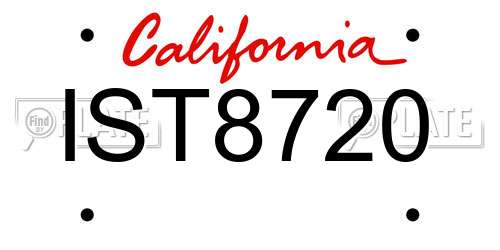 IST8720 California License Plate