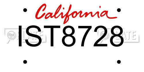 IST8728 California License Plate