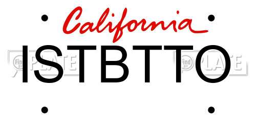 ISTBTTO California License Plate