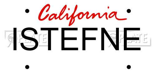 ISTEFNE California License Plate