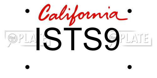 ISTS9 California License Plate