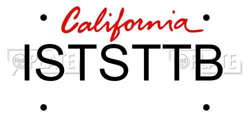 ISTSTTB California License Plate