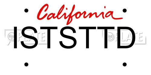 ISTSTTD California License Plate