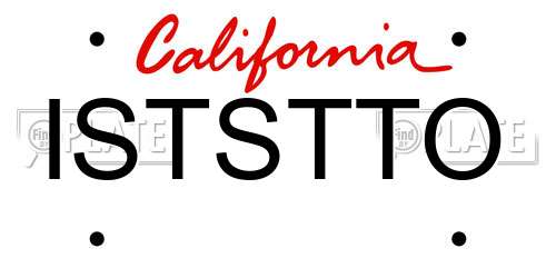 ISTSTTO California License Plate