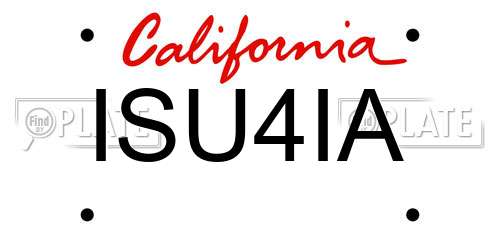 ISU4IA California License Plate