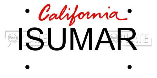 ISUMAR California License Plate