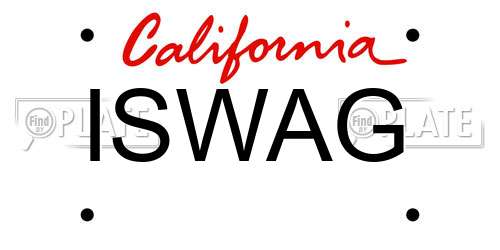 ISWAG California License Plate