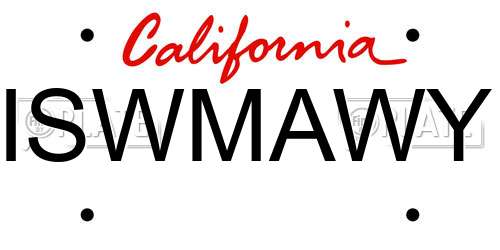 ISWMAWY California License Plate