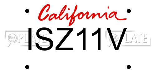 ISZ11V California License Plate