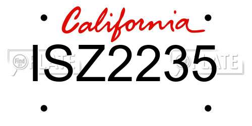 ISZ2235 California License Plate