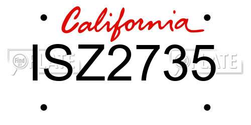 ISZ2735 California License Plate