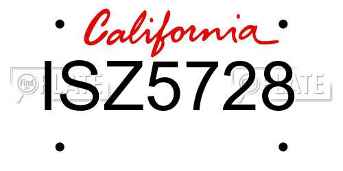 ISZ5728 California License Plate