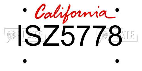 ISZ5778 California License Plate