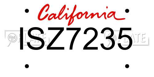 ISZ7235 California License Plate