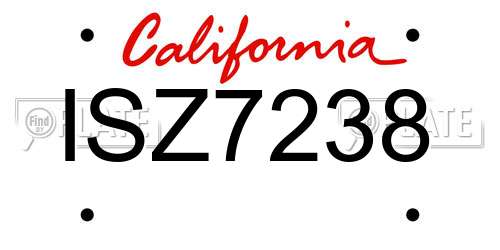 ISZ7238 California License Plate