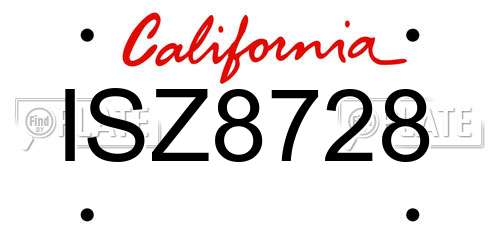 ISZ8728 California License Plate