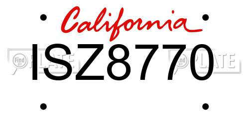 ISZ8770 California License Plate