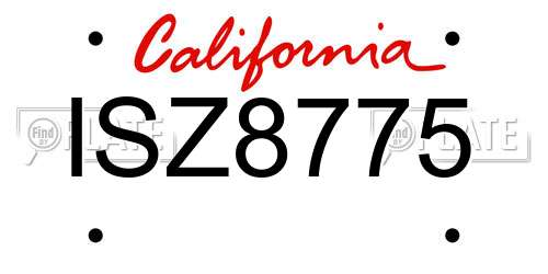 ISZ8775 California License Plate