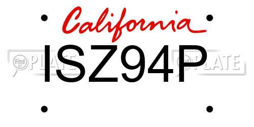 ISZ94P California License Plate