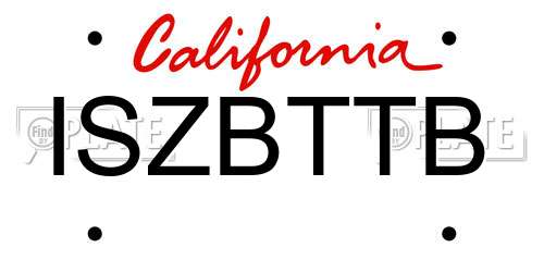 ISZBTTB California License Plate